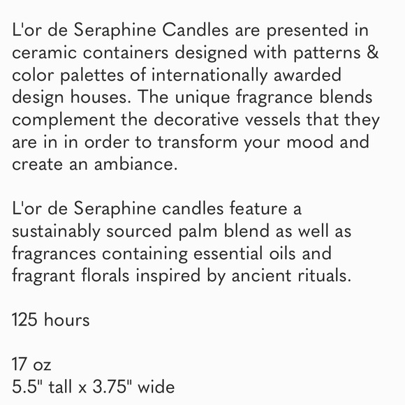 L’OR DE SERAPHINE NO. 12 MAIA SCENTED CANDLE LARGE ( CORIANDER & GRAPEFRUIT) - Picture 6 of 8